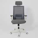 Кресло поворотное ARCUS, серая сетка+ткань/белый полиамид, коллекция AKSPRIME